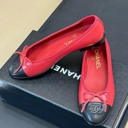 [홍콩명품.CHANEL] 샤넬 25SS 로고 여성 2톤 레더 가죽 단화 구두 (레드), SE5721, GHS, 명품스니커즈,운동화,구두,로퍼,하이탑,신발