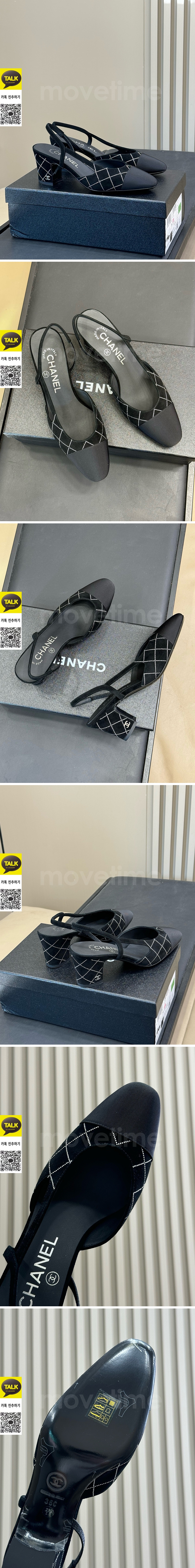 [홍콩명품.CHANEL] 샤넬 25SS 로고 여성 2톤 레더 가죽 굽 단화 구두 샌들 (블랙), SE5724, GHS, 명품스니커즈,운동화,구두,로퍼,하이탑,신발