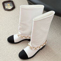 [홍콩명품.CHANEL] 샤넬 25SS 로고 여성 레더 가죽 3cm 굽 구두 부츠 (화이트), SE5749, GHS, 명품스니커즈,운동화,구두,로퍼,하이탑,신발
