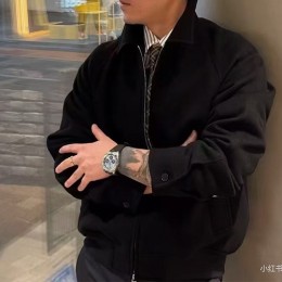 [홍콩명품.Burberry] 버버리 25SS 로고 캐시미어 카라 봄버 자켓 (블랙), BM22886, PG, 레플리카의류,미러급사이트