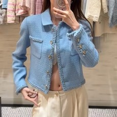 [홍콩명품.CHANEL] 샤넬 25SS 로고 여성 카라 트위드 자켓 (스카이블루), BM22895, PG, 레플리카의류,미러급사이트