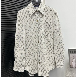 [홍콩명품.LOUIS VUITTON] 루이비통 25SS 로고 모노그램 데님 남방 셔츠 (그레이), BM22906, G5, 레플리카의류,미러급사이트