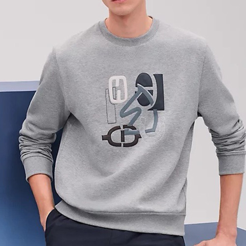 [홍콩명품.Hermes] 에르메스 25SS 로고 그래픽 맨투맨 티셔츠 (그레이), BM22916, G5, 레플리카의류,미러급사이트