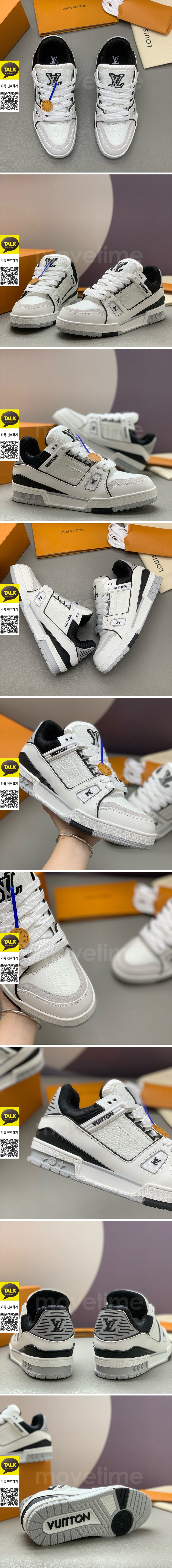 [홍콩명품.LOUIS VUITTON] 루이비통 25SS 로고 남여 트레이너 스니커즈 운동화 (화이트-블랙), SE5763, PMD, 명품스니커즈,운동화,구두,로퍼,하이탑,신발