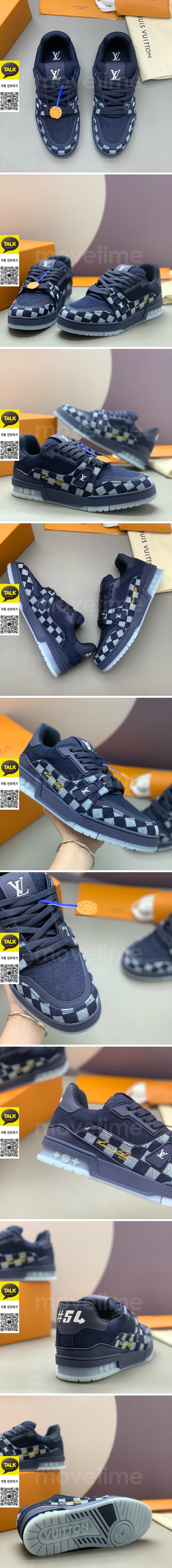 [홍콩명품.LOUIS VUITTON] 루이비통 25SS 로고 남여 다미에 데님 트레이너 스니커즈 운동화 (네이비), SE5769, PMD, 명품스니커즈,운동화,구두,로퍼,하이탑,신발