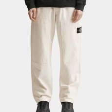 [홍콩명품.Stone Island] 스톤아일랜드 25SS 로고 탈부착 Natural Cotton Gabardine Raw 팬츠 바지 (화이트), BM23031, X2, 레플리카의류,미러급사이트