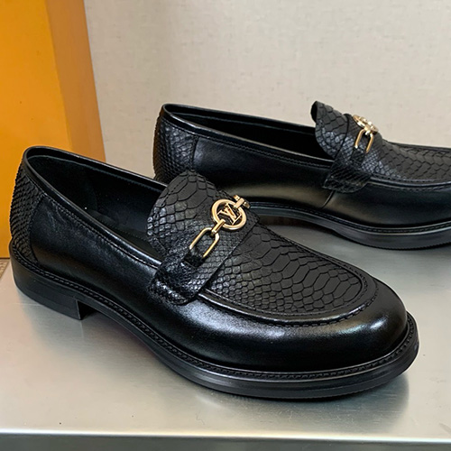 [홍콩명품.LOUIS VUITTON] 루이비통 25SS 로고 레더 소가죽/뱀피 굽 로퍼 구두 (블랙), SE5786, S2, 명품스니커즈,운동화,구두,로퍼,하이탑,신발