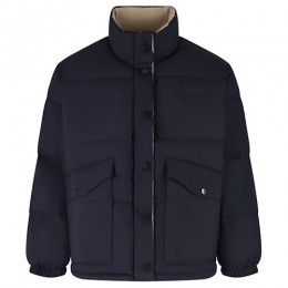 [홍콩명품,MIU MIU] 미우미우 25SS 로고 터틀넥 리버서블 다운 패딩 자켓 (네이비-베이지), BM23133, JL, 레플리카의류,미러급사이트