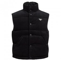 [홍콩명품,PRADA] 프라다 25SS 삼각로고 코드류이 골덴 다운 패딩 조끼 베스트 (블랙), BM23135, JL, 레플리카의류,미러급사이트