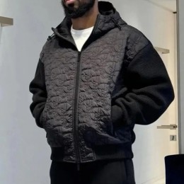 [홍콩명품,Christian Dior] 디올 25SS 로고 퀄팅 솜패딩 레이어드 후드 집업 자켓 (블랙), BM23141, JL, 레플리카의류,미러급사이트