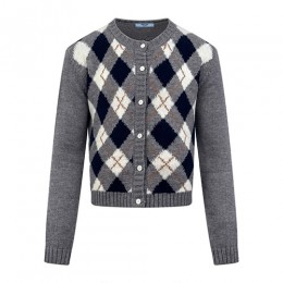 [홍콩명품,PRADA] 프라다 25SS 로고 여성 라운드넥 니트 가디건 (그레이), BM23162, JL, 레플리카의류,미러급사이트