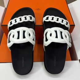 [홍콩명품.Hermes] 에르메스 25SS 로고 여성 레더 가죽 슬리퍼 (화이트), SE5816, 명품스니커즈,운동화,구두,로퍼,하이탑,신발