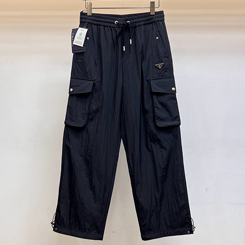 [홍콩명품,PRADA] 프라다 25SS 삼각로고 오버핏 나일론 팬츠 바지 (블랙), BM23196, KSM, 레플리카의류,미러급사이트
