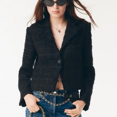 [홍콩명품.CHANEL] 샤넬 25SS 로고 여성 울 트위드 자켓 (블랙), BM23250, PG, 레플리카의류,미러급사이트