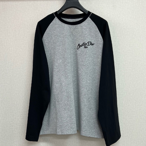 [홍콩명품,Christian Dior] 디올 25SS 로고 자수 여성 긴팔 티셔츠 (그레이-블랙), BM23254, TBG, 레플리카의류,미러급사이트