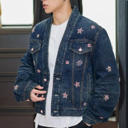 [홍콩명품.LOUIS VUITTON] 루이비통 25SS 로고 플라워 장식 V넥 데님 자켓, BM23322, KB, 레플리카의류,미러급사이트