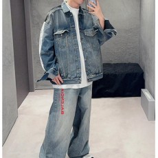 [홍콩명품.BALENCIAGA] 발렌시아가 25SS 로고 빈티지 데님 자켓 + 데님 팬츠 진 청바지 상하의 세트, BM23348, JL, 레플리카의류,미러급사이트