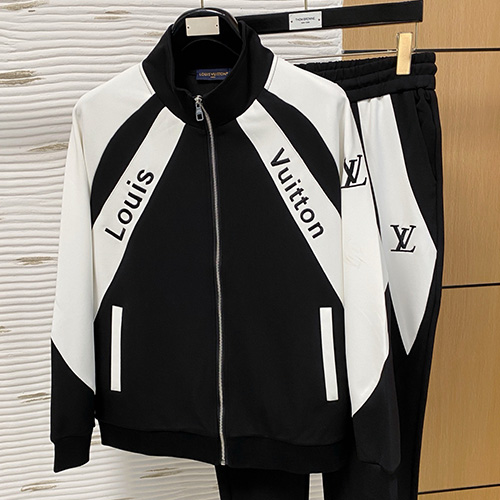 [홍콩명품.LOUIS VUITTON] 루이비통 25SS 로고 자수 트레이닝 집업 자켓 + 조거 팬츠 바지 상하의 세트 (블랙), BM23371, G5, 레플리카의류,미러급사이트