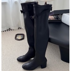 [홍콩명품.CHANEL] 샤넬 25SS 로고 여성 레더 가죽 굽 구두 롱 부츠 (3컬러), SE5828, GHS, 명품스니커즈,운동화,구두,로퍼,하이탑,신발