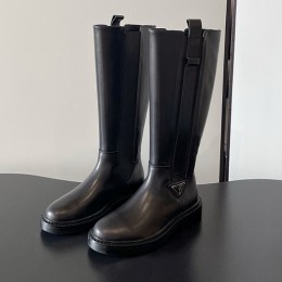 [홍콩명품,PRADA] 프라다 25SS 삼각로고 여성 레더 가죽 롱 구두 부츠 (블랙), SE5838, GHS, 명품스니커즈,운동화,구두,로퍼,하이탑,신발