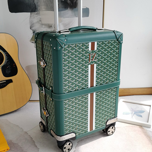 [홍콩명품,GOYARD] 고야드 25SS 로고 레더 가죽 캐리어 (그린), CR160, NNT, 명품레플리카, 캐리어, 여행가방 투어
