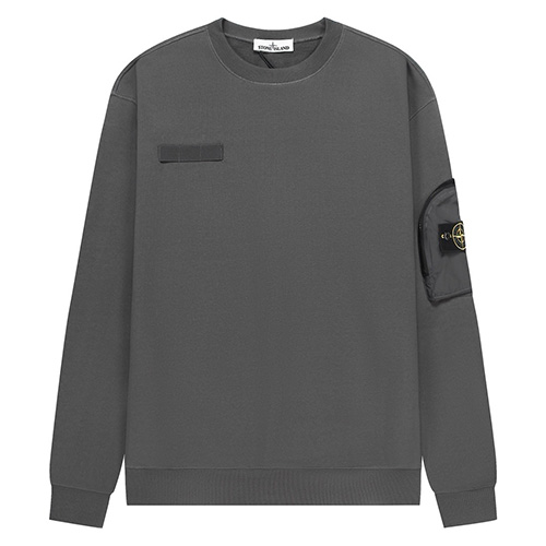 [홍콩명품.Stone Island] 스톤아일랜드 25SS 로고 탈부착 맨투맨 티셔츠 + 조거 팬츠 바지 상하의 세트 (다크그레이), BM23485, ST1, 레플리카의류,미러급사이트