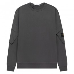 [홍콩명품.Stone Island] 스톤아일랜드 25SS 로고 탈부착 맨투맨 티셔츠 + 조거 팬츠 바지 상하의 세트 (다크그레이), BM23489, ST1, 레플리카의류,미러급사이트