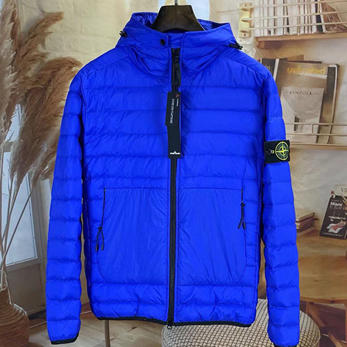 [홍콩명품.Stone Island] 스톤아일랜드 25SS 로고 탈부착 경량 후드 다운 패딩 자켓 (블루), BM23500, ST1, 레플리카의류,미러급사이트