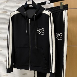 [홍콩명품.LOEWE] 로에베 25SS 로고 자수 후드 집업 자켓 + 조거 팬츠 바지 상하의 세트 (블랙), BM23520, G5, 레플리카의류,미러급사이트