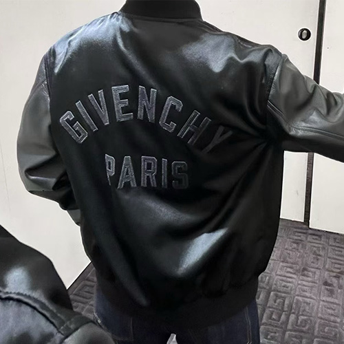 [홍콩명품.GIVENCHY] 지방시 25SS 로고 레이어드 레더 가죽 봄버 자켓 (블랙), BM23571, KB, 레플리카의류,미러급사이트