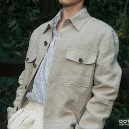 [홍콩명품.Loro Piana] 로로피아나 25SS 로고 린넨 카라 버튼 자켓 (아이보리), BM23633, HH, 레플리카의류,미러급사이트