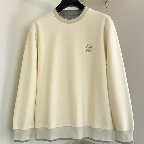 [홍콩명품.Brunello Cucinelli ] 브루넬로 쿠치넬리 25SS 로고 자수 맨투맨 티셔츠 (4컬러), BM23645, HH, 레플리카의류,미러급사이트