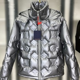 [홍콩명품.LOUIS VUITTON] 루이비통 25SS 로고 모노그램 후드 구스다운 패딩 자켓 (실버), BM23698, KK, 레플리카의류,미러급사이트