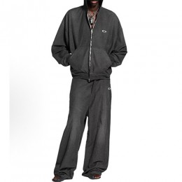 [홍콩명품.BALENCIAGA] 발렌시아가 25SS 로고 자수 후드 집업 자켓 + 오버핏 팬츠 바지 상하의 세트 (블랙), BM23713, KK, 레플리카의류,미러급사이트