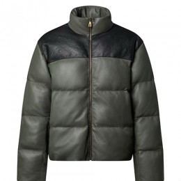[홍콩명품.LOUIS VUITTON] 루이비통 25SS 로고 모노그램 레더 가죽 다운 패딩 자켓 (블랙-그레이), BM23919, TOM, 레플리카의류,미러급사이트