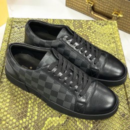 [홍콩명품.LOUIS VUITTON] 루이비통 25SS 로고 다미에 레더 가죽 운동화 (블랙), SE5889, S1, 명품스니커즈,운동화,구두,로퍼,하이탑,신발