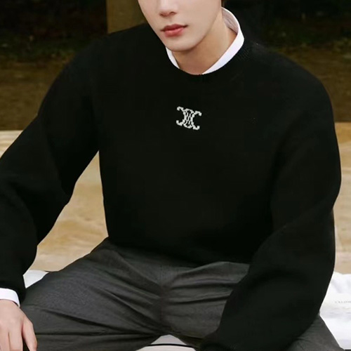 [홍콩명품.CELINE] 셀린느 25SS 로고 니트 스웨터 (블랙), BM23956, JL, 레플리카의류,미러급사이트