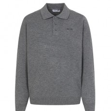 [홍콩명품,MIU MIU] 미우미우 25SS 로고 카라 니트 스웨터 (그레이), BM23964, G5, 레플리카의류,미러급사이트