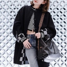 [홍콩명품.LOUIS VUITTON] 루이비통 25SS 로고 여성 다미에 라운드넥 캐시미어 코트 자켓 (블랙), BM23970, PG, 레플리카의류,미러급사이트