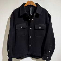 [홍콩명품.Chrome Hearts] 크롬하츠 25SS 로고 버튼 캐시미어 카라 자켓 (블랙), BM23983, X2, 레플리카의류,미러급사이트