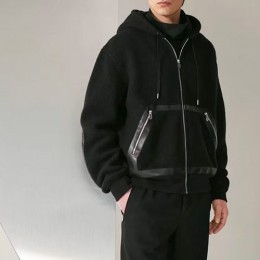 [홍콩명품.Hermes] 에르메스 25SS 로고 후드 집업 자켓 + 조거 팬츠 바지 상하의 세트 (블랙), BM23984, X2, 레플리카의류,미러급사이트