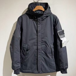 [홍콩명품.Stone Island] 스톤아일랜드 25SS 로고 탈부착 후드 솜패딩 파카 자켓 (블랙), BM23988, X2, 레플리카의류,미러급사이트