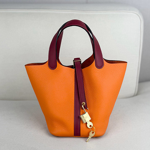 [홍콩명품.Hermes] 에르메스 25SS 로고 Picotin 18 토트백 핸드백 (오렌지-금장), BGM5378, BDA, 홍콩명품가방,명품쇼핑몰,크로스백,핸드백,구매대행