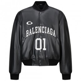 [홍콩명품.BALENCIAGA] 발렌시아가 25SS 로고 자수 01 바시티 자켓 (블랙), BM24038, JL, 레플리카의류,미러급사이트