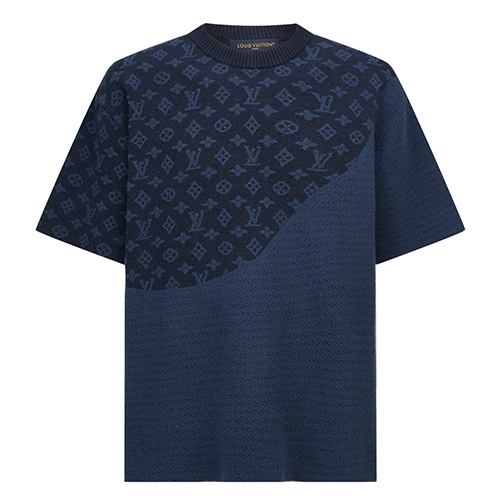 [홍콩명품.LOUIS VUITTON] 루이비통 25SS 로고 모노그램 울 반팔 티셔츠 (네이비), BM24050, KK, 레플리카의류,미러급사이트