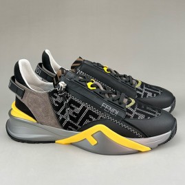 [홍콩명품,FENDI] 펜디 25SS 로고 FLOW 스니커즈 운동화 (블랙-브라운), SE5951, S3, 명품스니커즈,운동화,구두,로퍼,하이탑,신발