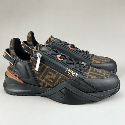 [홍콩명품,FENDI] 펜디 25SS 로고 FLOW 스니커즈 운동화 (블랙-브라운), SE5952, S3, 명품스니커즈,운동화,구두,로퍼,하이탑,신발
