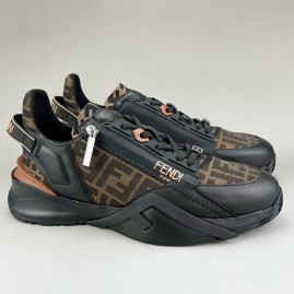 [홍콩명품,FENDI] 펜디 25SS 로고 FLOW 스니커즈 운동화 (블랙-브라운), SE5952, S3, 명품스니커즈,운동화,구두,로퍼,하이탑,신발