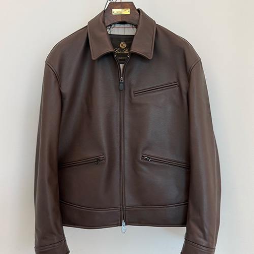 [홍콩명품.Loro Piana] 로로피아나 25SS 로고 레더 소가죽 카라 자켓 (브라운), BM24081, TOM, 레플리카의류,미러급사이트