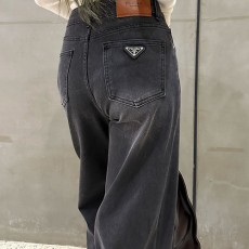 [홍콩명품,PRADA] 프라다 25SS 삼각로고 여성 오버핏 데님 팬츠 진 청바지 (2컬러), BM24100, TBG, 레플리카의류,미러급사이트
